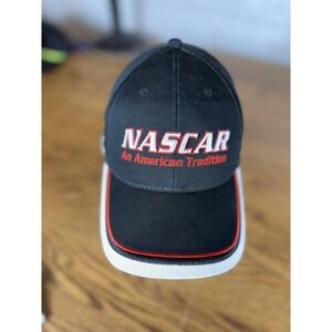 NASCAR Hat Cap Strap Back Black White‎ Racing Checkered Flag Embroidered Mens